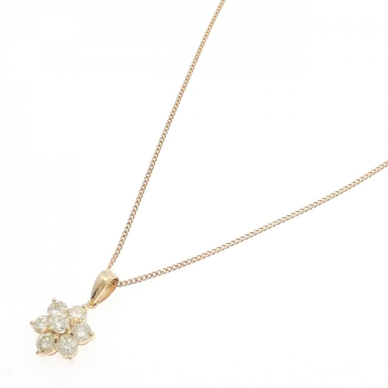 K18YG フラワー ダイヤモンド ネックレス 1.04CT