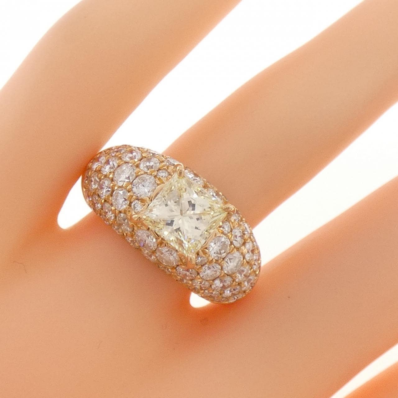 K18PG ダイヤモンド リング 1.527CT LY SI2 ファンシーカット