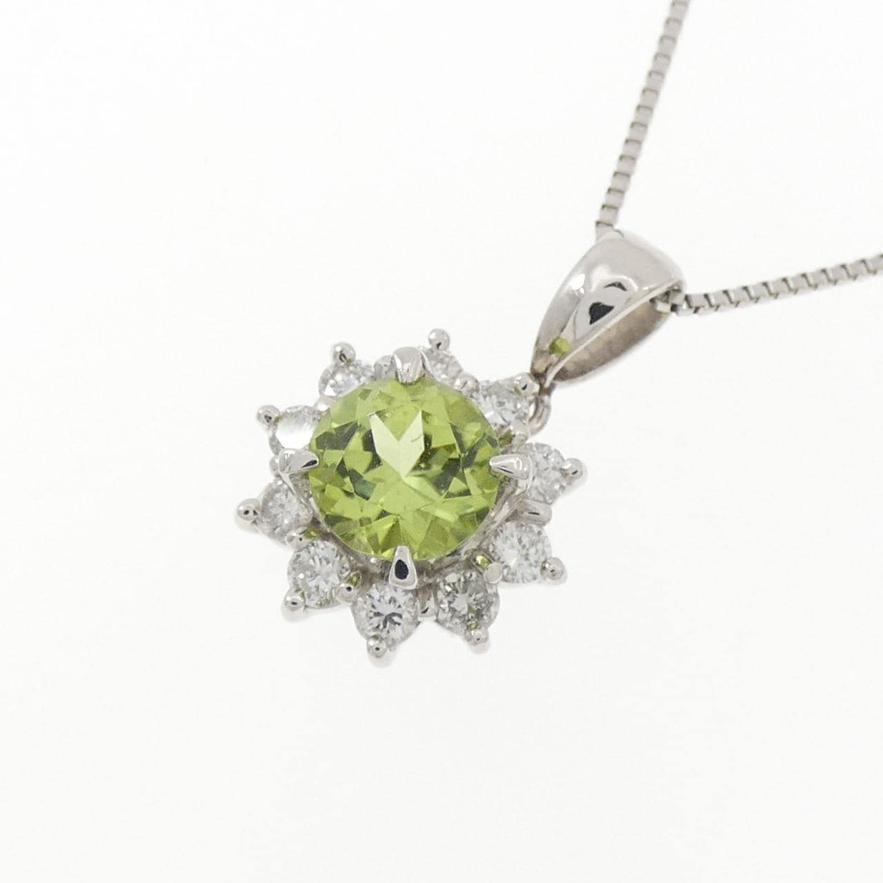 PT900/PT850 ペリドット ネックレス 0.88CT