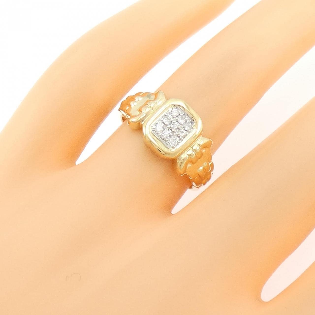 K18YG/PT900 ダイヤモンド リング 0.10CT