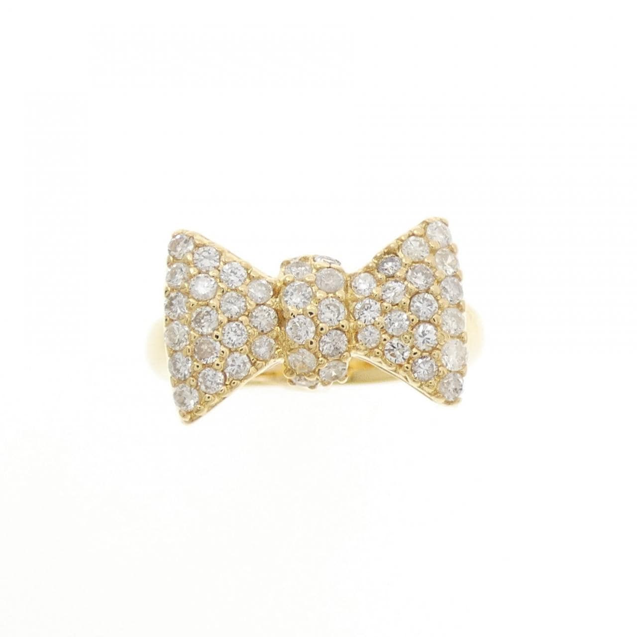 K18YG リボン ダイヤモンド ピンキー リング 0.30CT