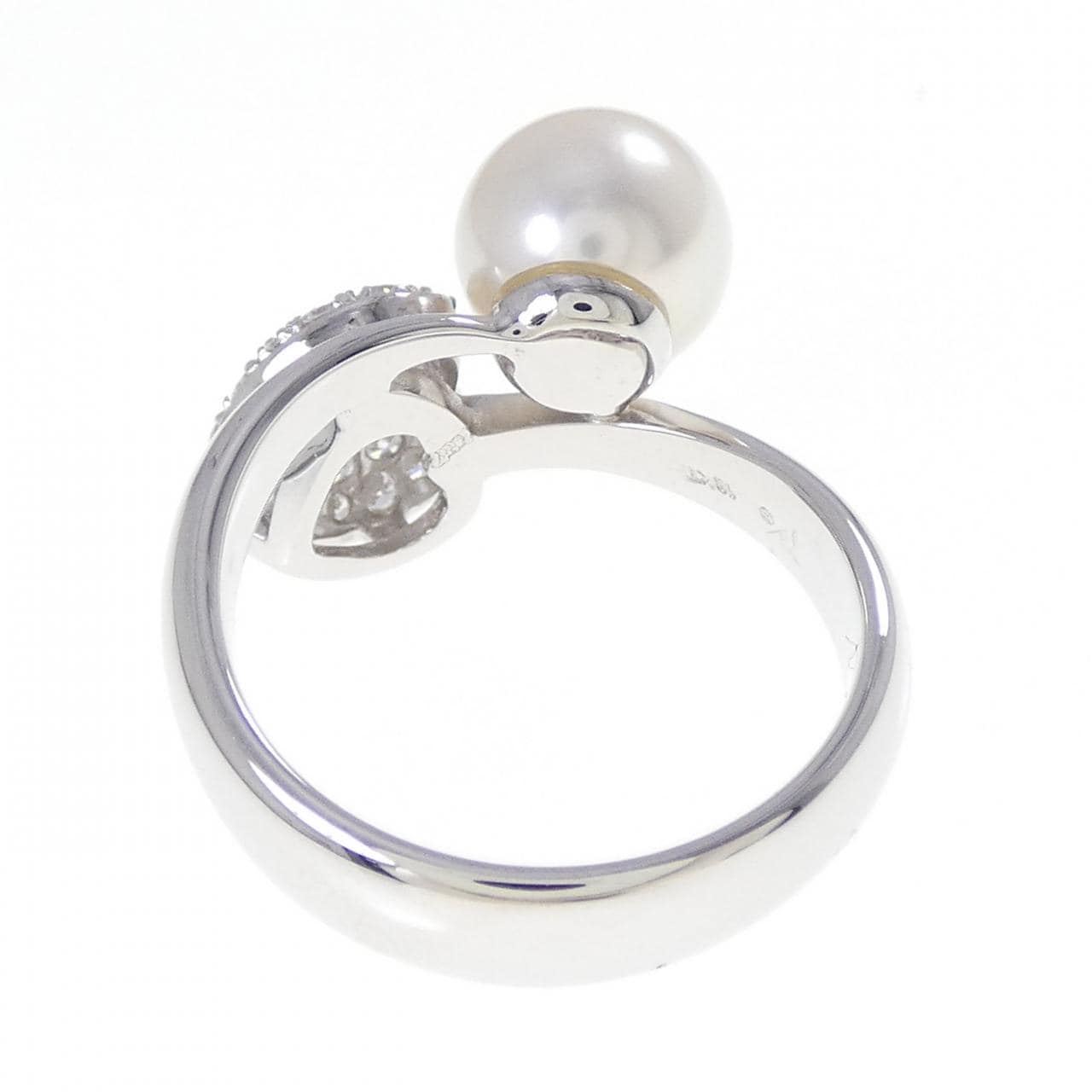 18KTWG ハート アコヤパール リング 8.3mm