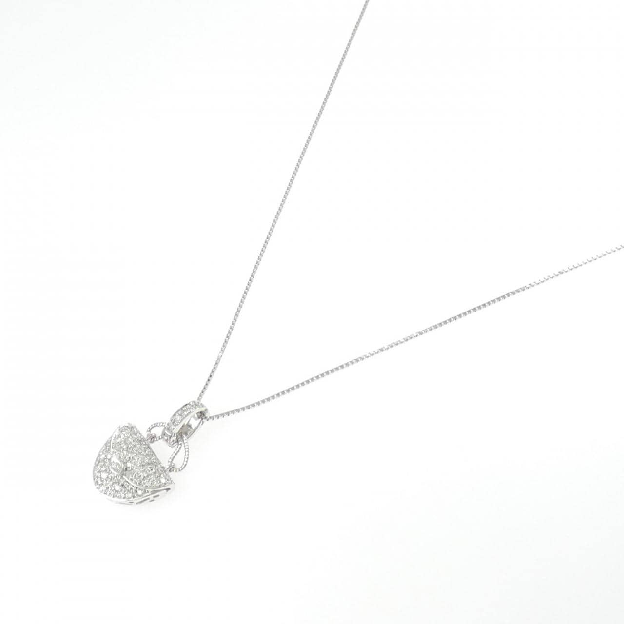 K18WG バッグ ダイヤモンド ネックレス 0.61CT