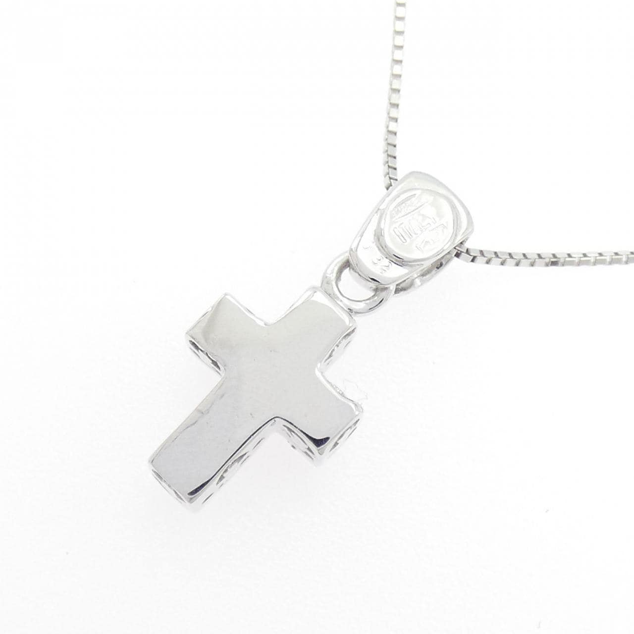 750WG/K18WG クロス ダイヤモンド ネックレス 0.32CT