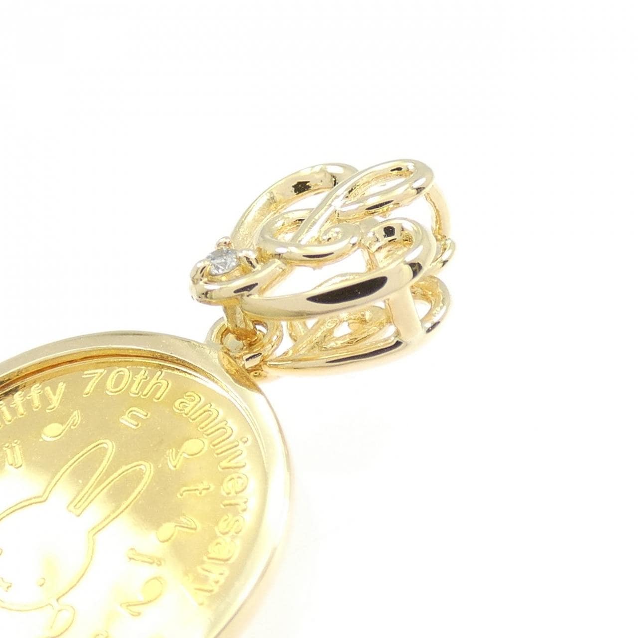 K18YG(枠) ダイヤモンド コイン ペンダント 0.01CT