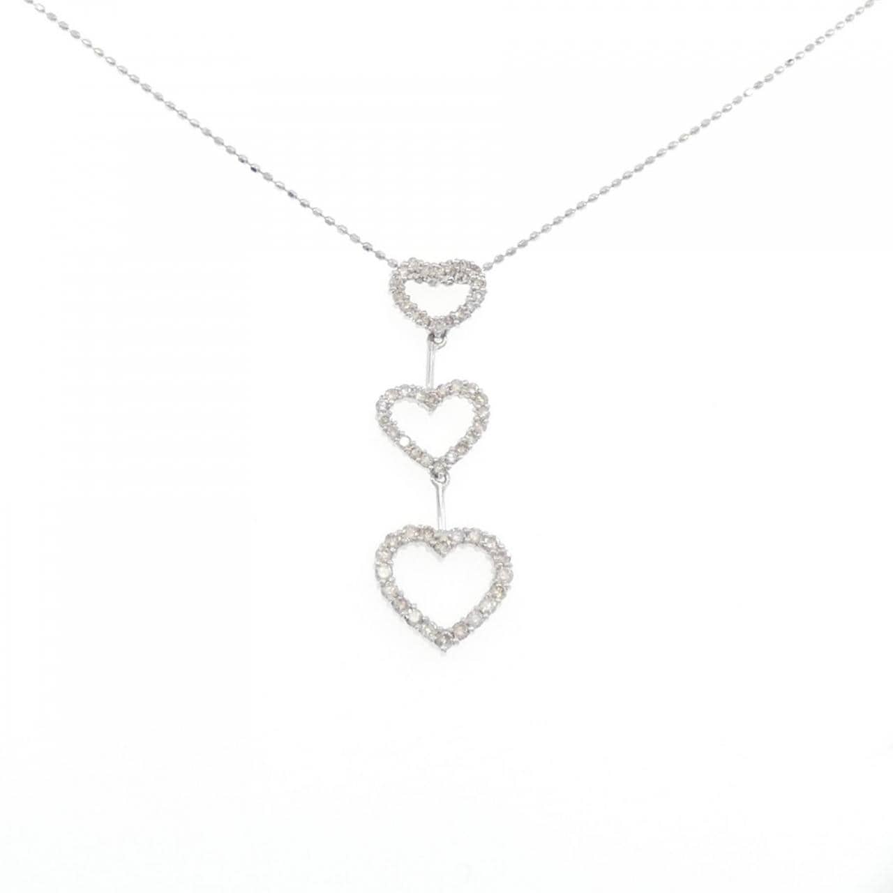 K18WG Heart Diamond Necklace 0.57CT