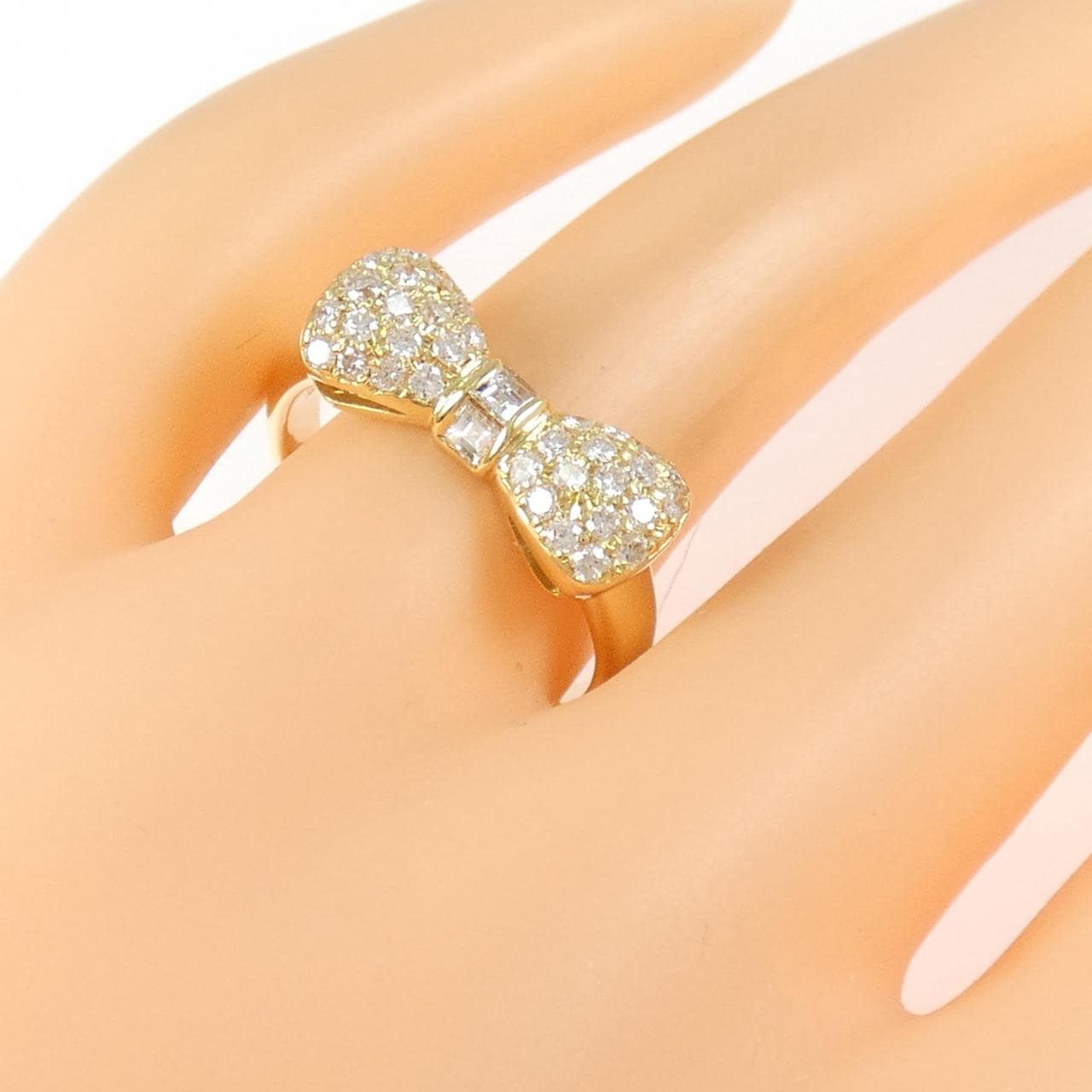 K18YG リボン ダイヤモンド リング 0.66CT