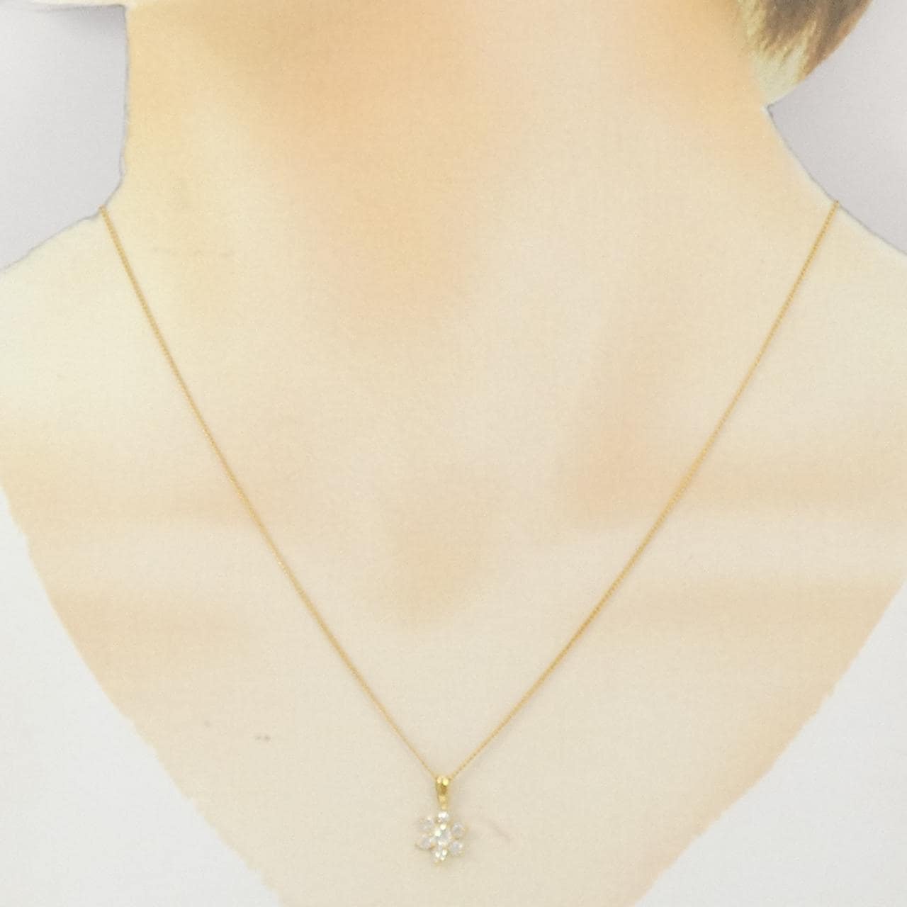 K18YG フラワー ダイヤモンド ネックレス 0.124CT