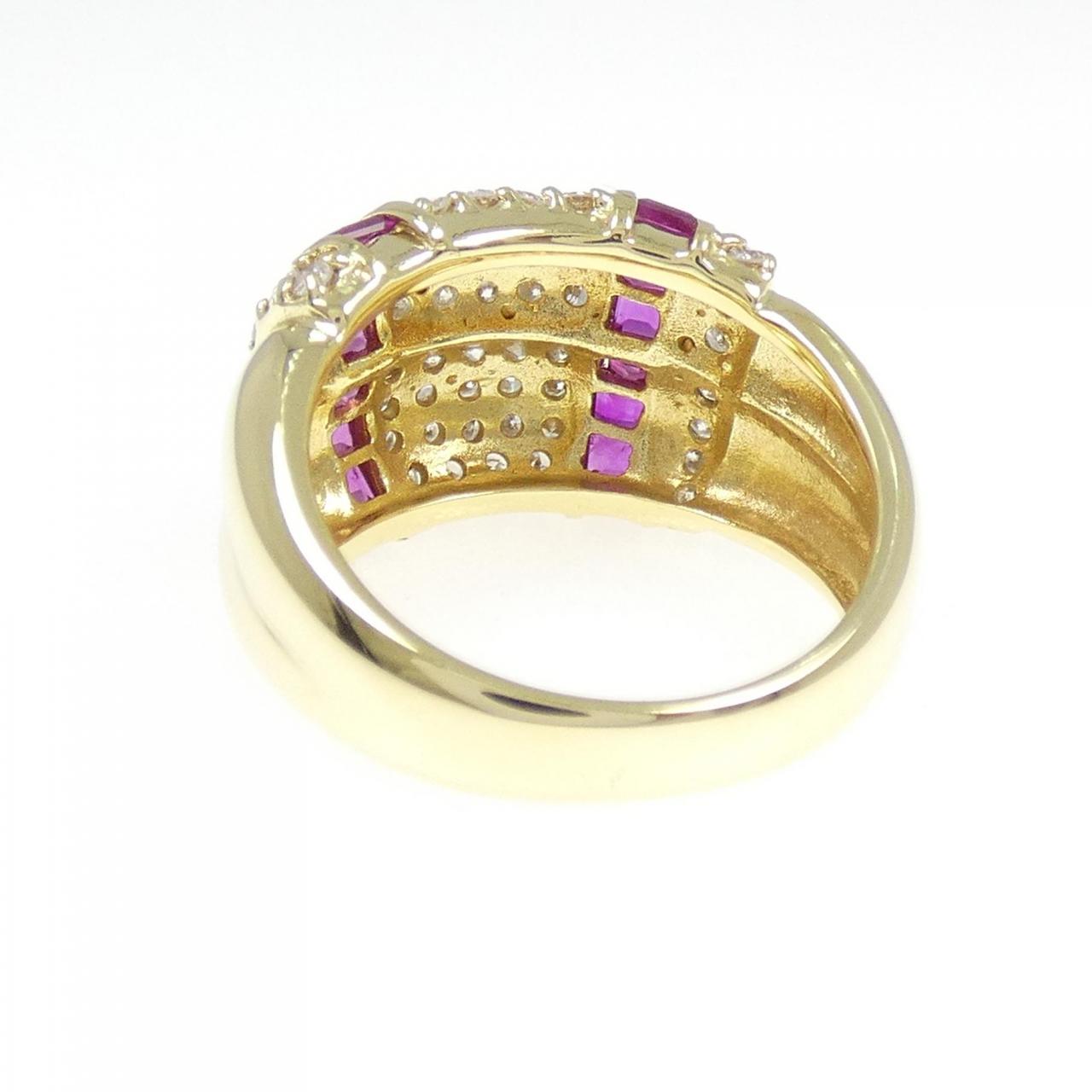 K18YG ルビー リング 0.90CT