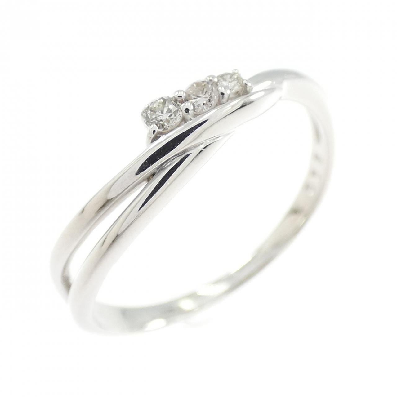 K18WG スリーストーン ダイヤモンド リング 0.06CT