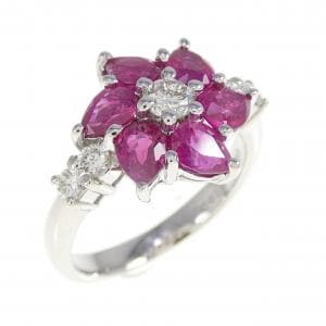PT900 フラワー ルビー リング 1.95CT