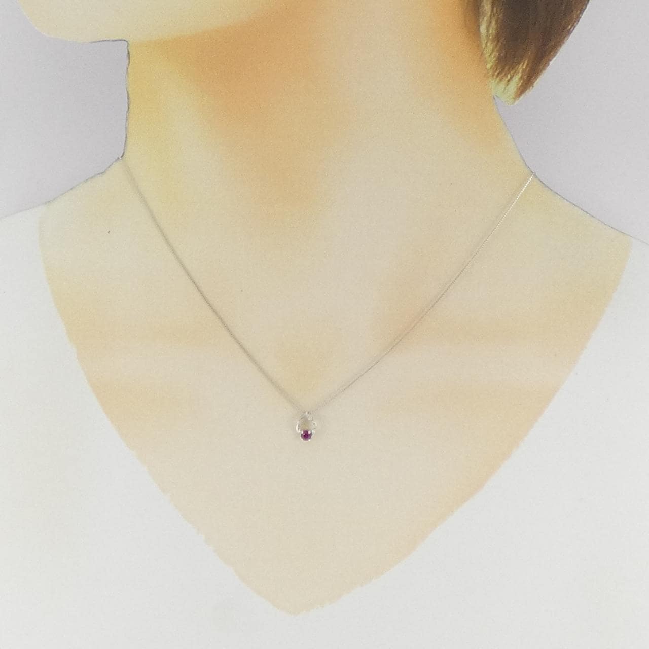 K18WG ルビー ネックレス