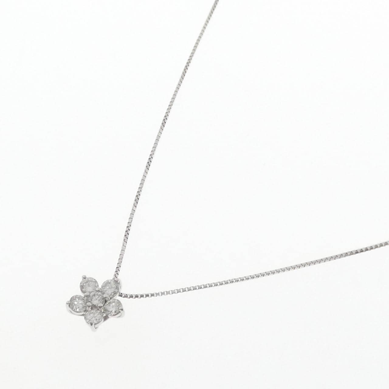 K18WG フラワー ダイヤモンド ネックレス 0.70CT