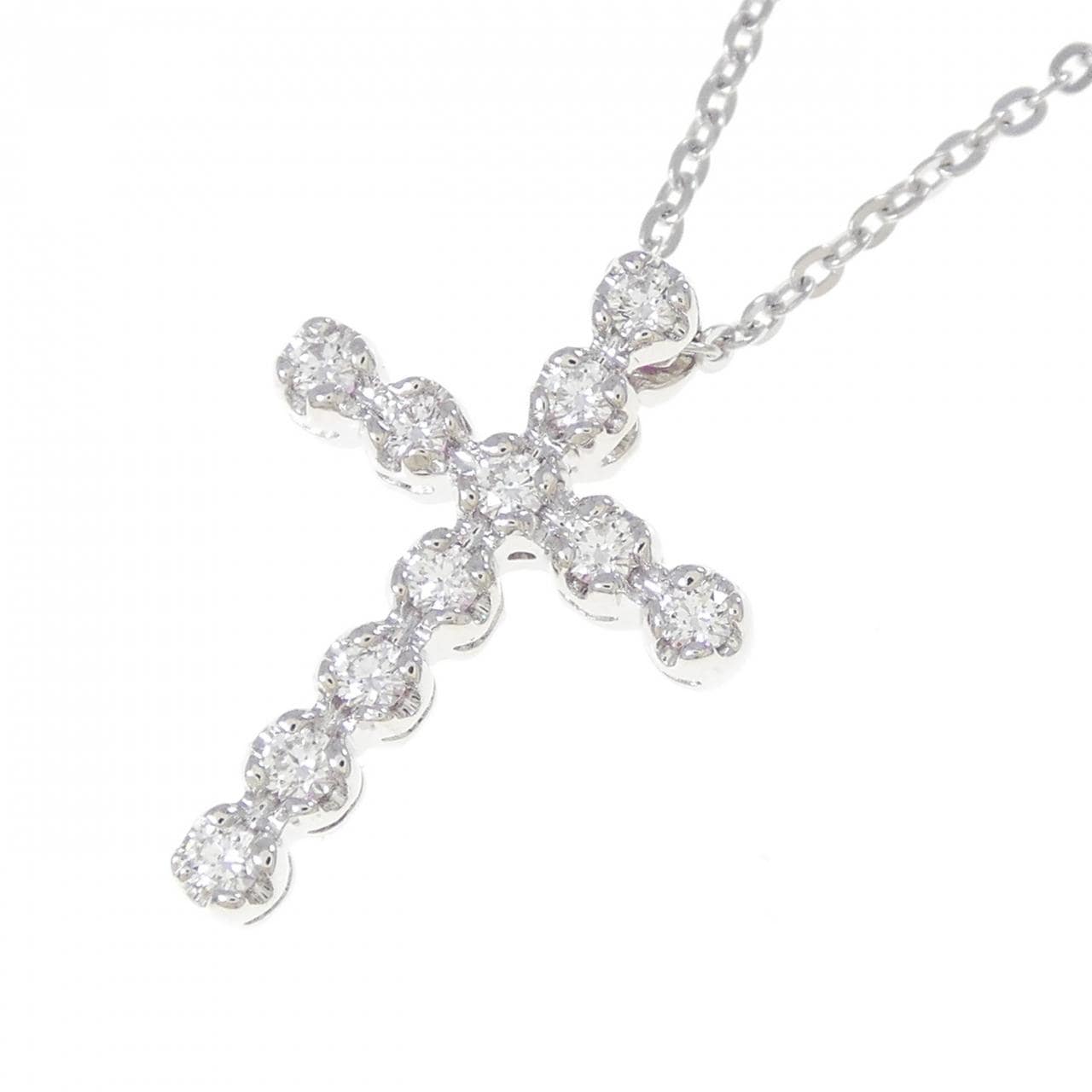 K18WG/750WG クロス サファイヤ ネックレス 0.39CT