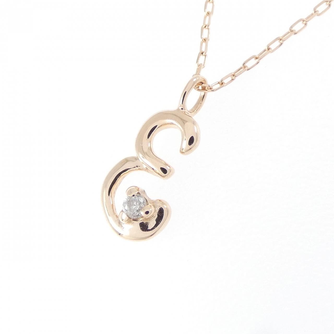 K10PG イニシャルE ダイヤモンド ネックレス 0.01CT