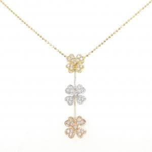 K18スリーカラー クローバー ダイヤモンド ネックレス 0.35CT