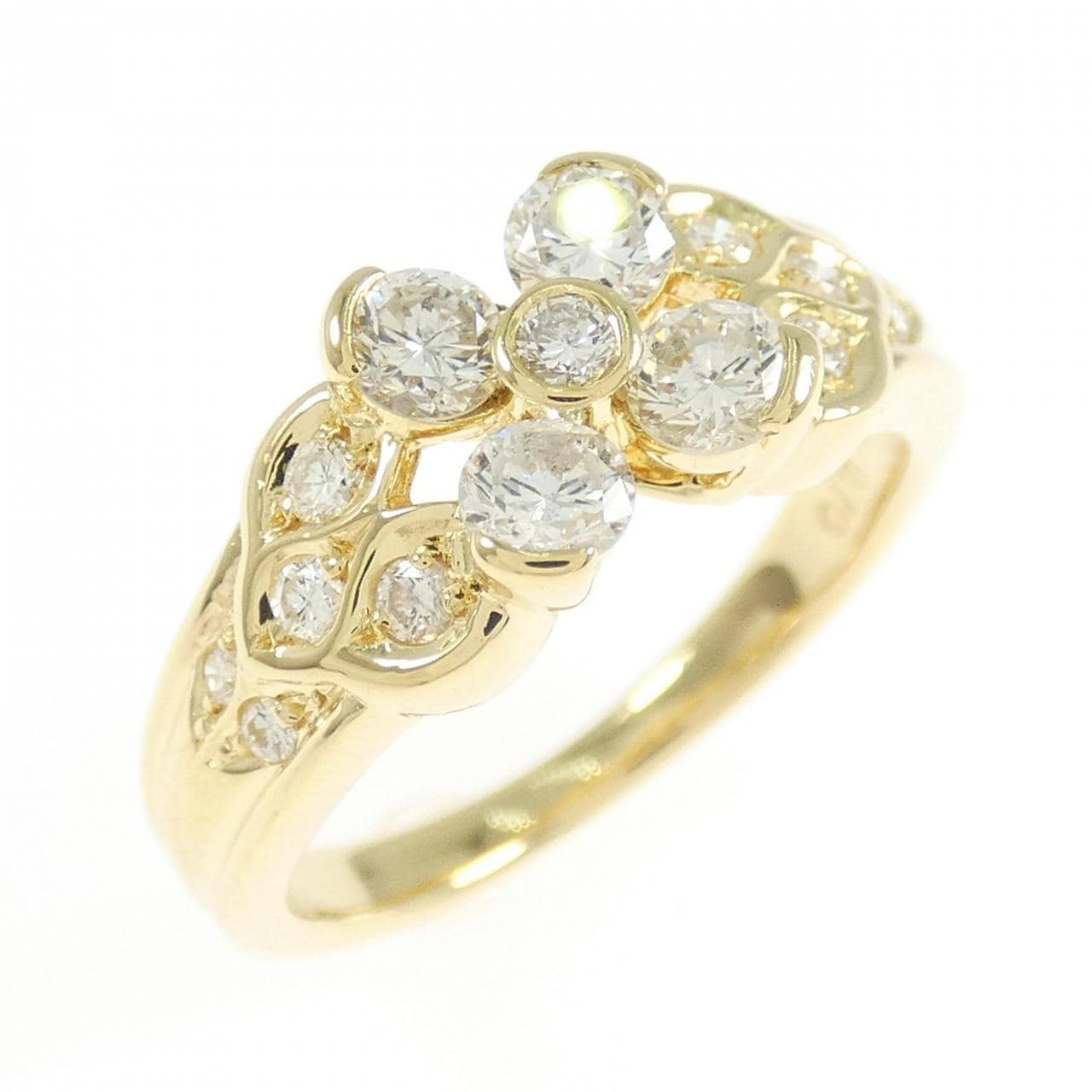 K18YG フラワー ダイヤモンド リング 0.70CT