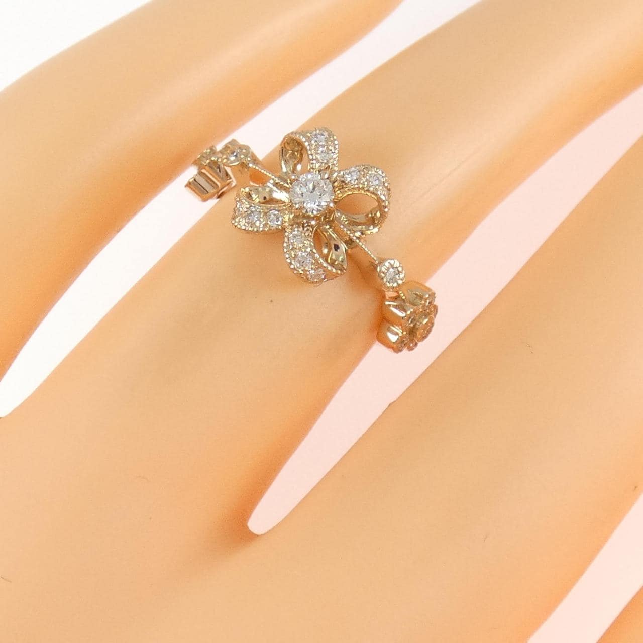 K18PG flower Diamond ring 0.29CT