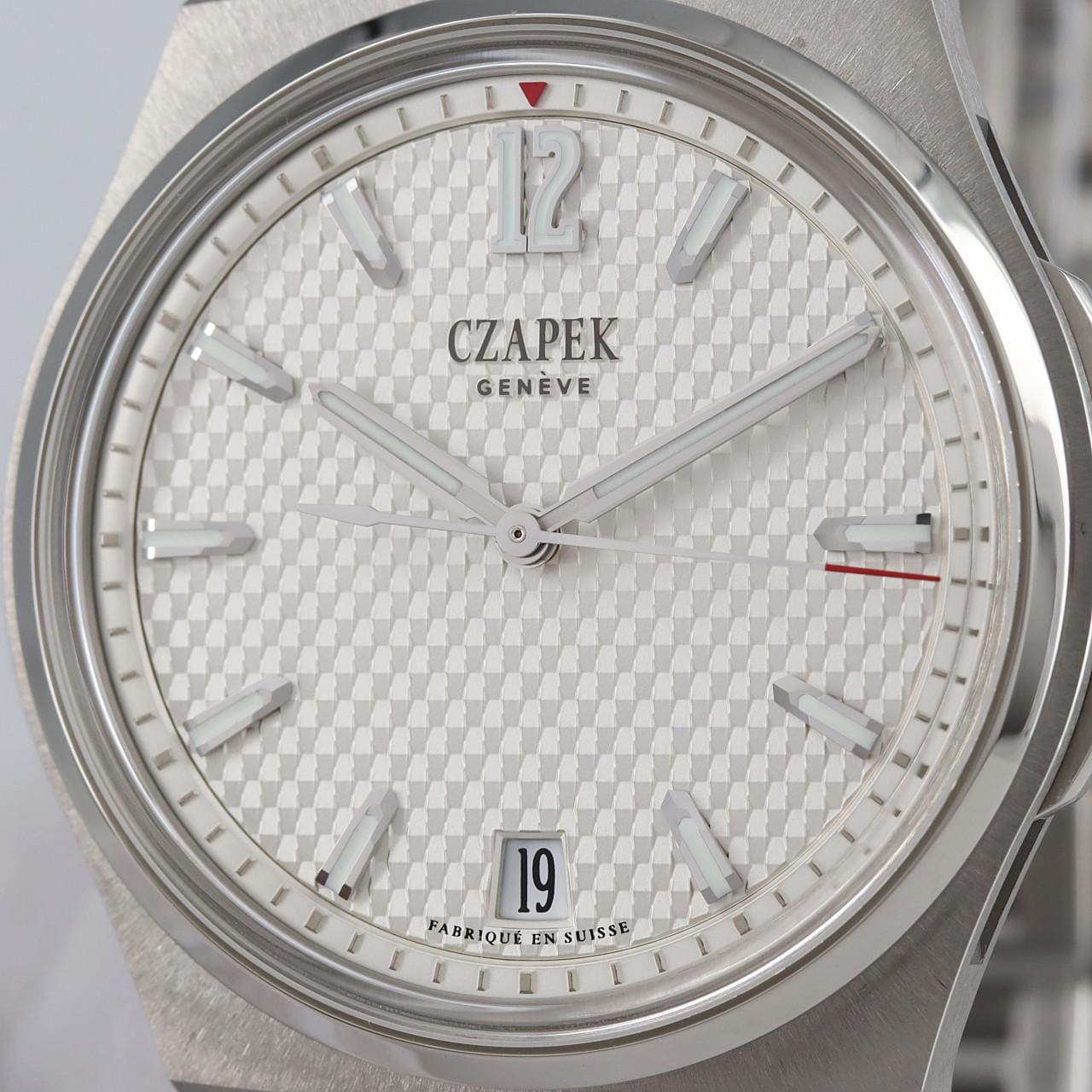 [未使用品] CZAPEK Antarctic Passage de Drake 冰白色 ICE WHITE 12 RED TIP HAND SS自動上弦