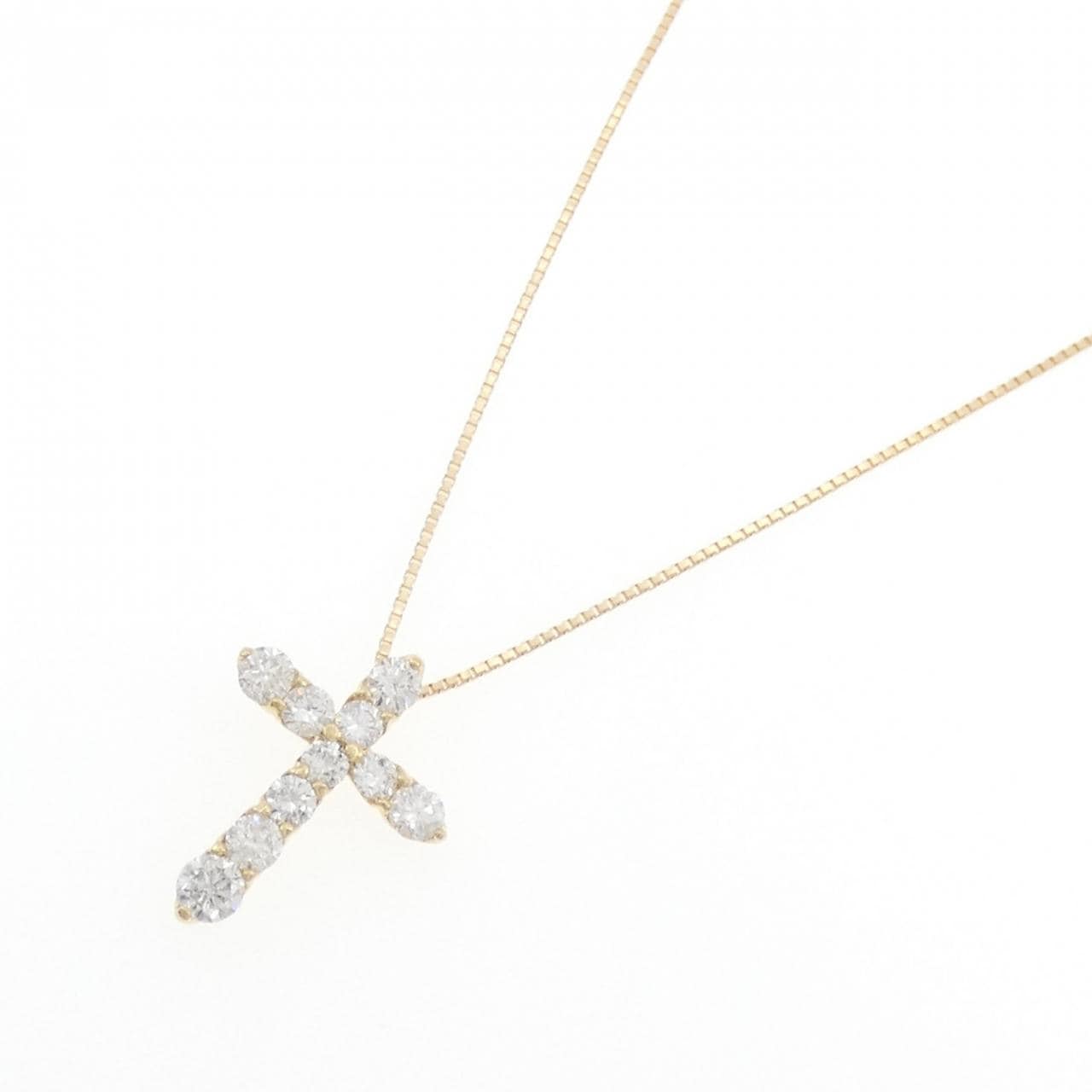 K18YG クロス ダイヤモンド ネックレス 1.04CT