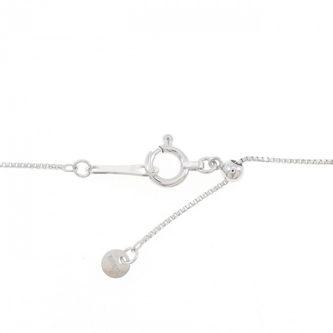 K18WG フラワー×クロス ダイヤモンド ネックレス 0.10CT