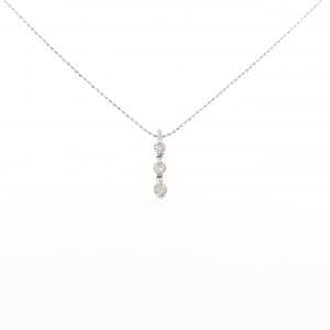 K18WG スリーストーン ダイヤモンド ネックレス 0.30CT