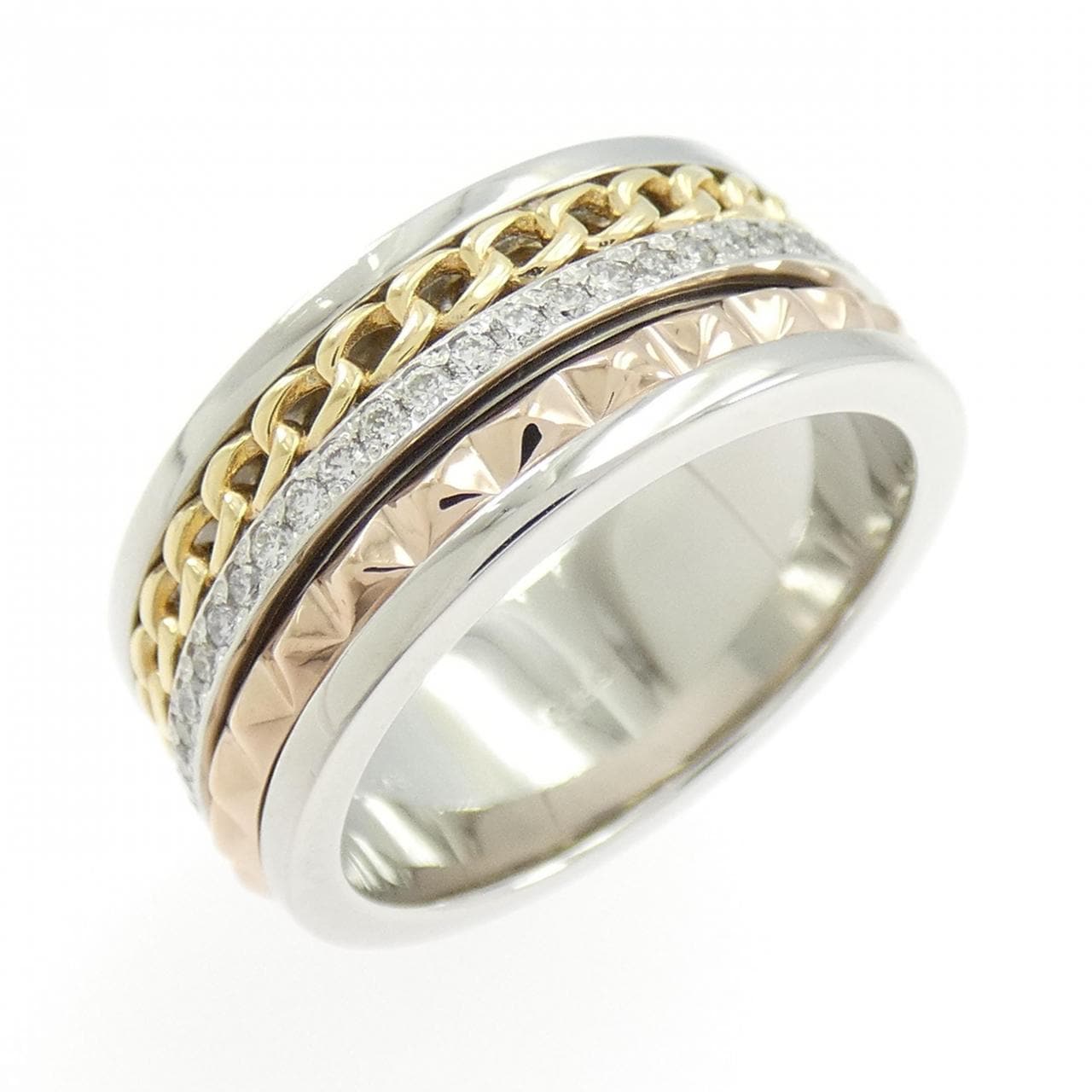 K18YG/PT950/K18PG ダイヤモンド リング 0.28CT