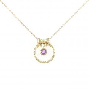 K18YG/750YG 2WAY リボン アメジスト ネックレス 0.08CT