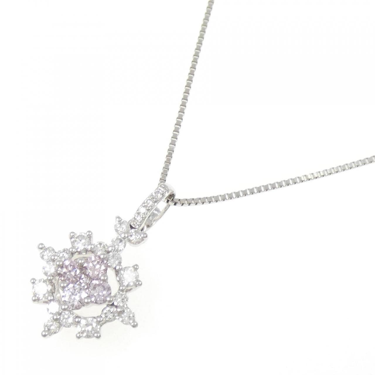 PT900/PT850 ピンクダイヤモンド ネックレス 0.18CT