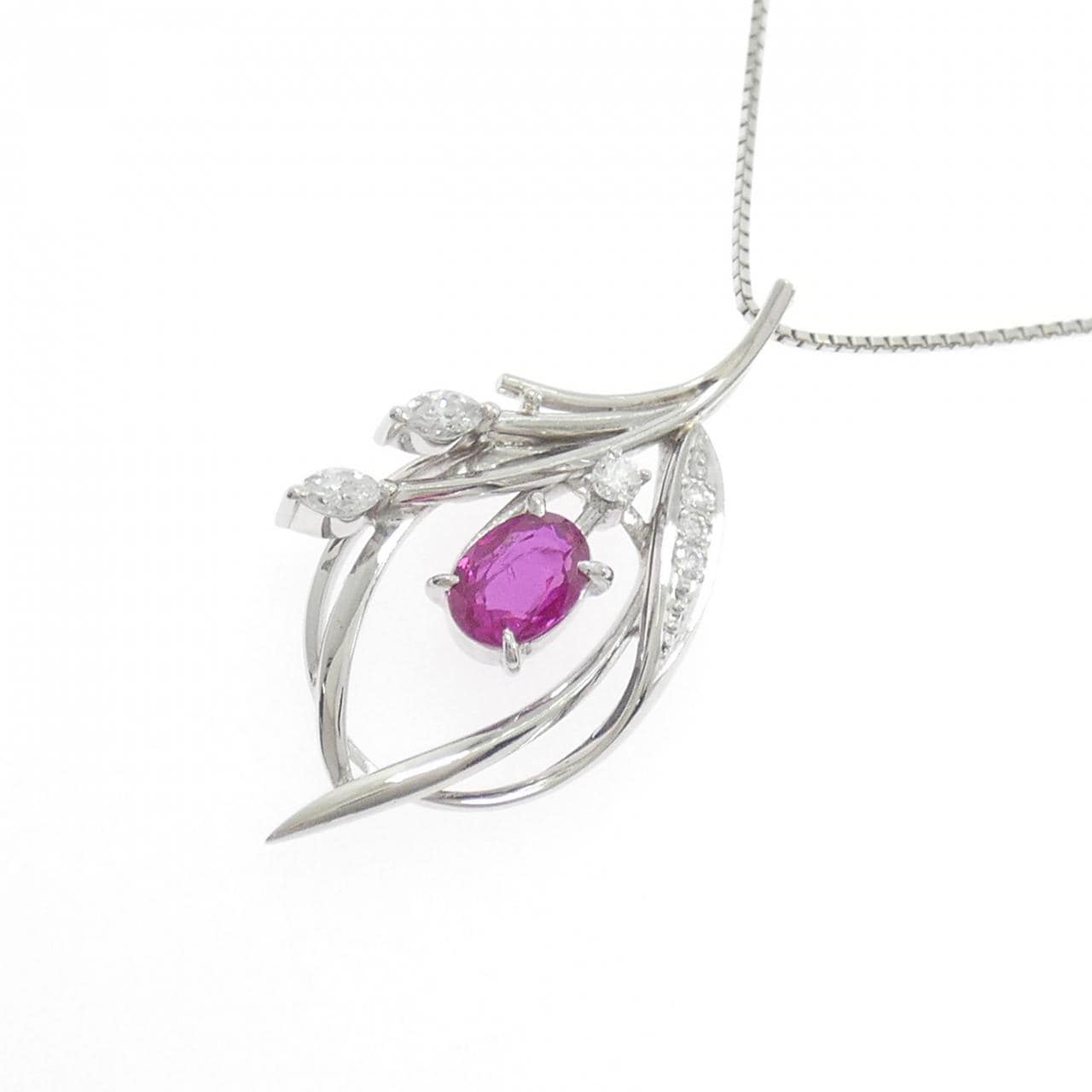 PT900/PT850 ルビー ネックレス 0.78CT