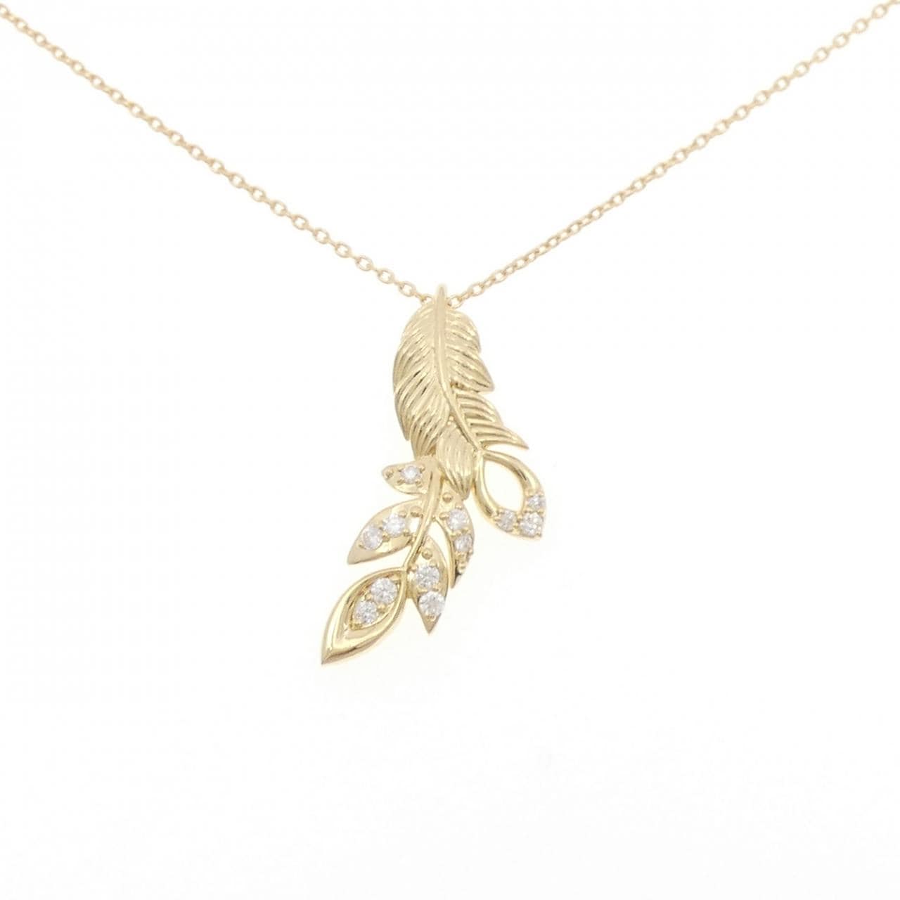 K18YG リーフ ダイヤモンド ネックレス 0.23CT
