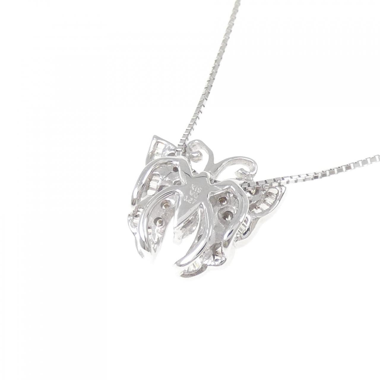K18WG バタフライ ダイヤモンド ネックレス 0.27CT