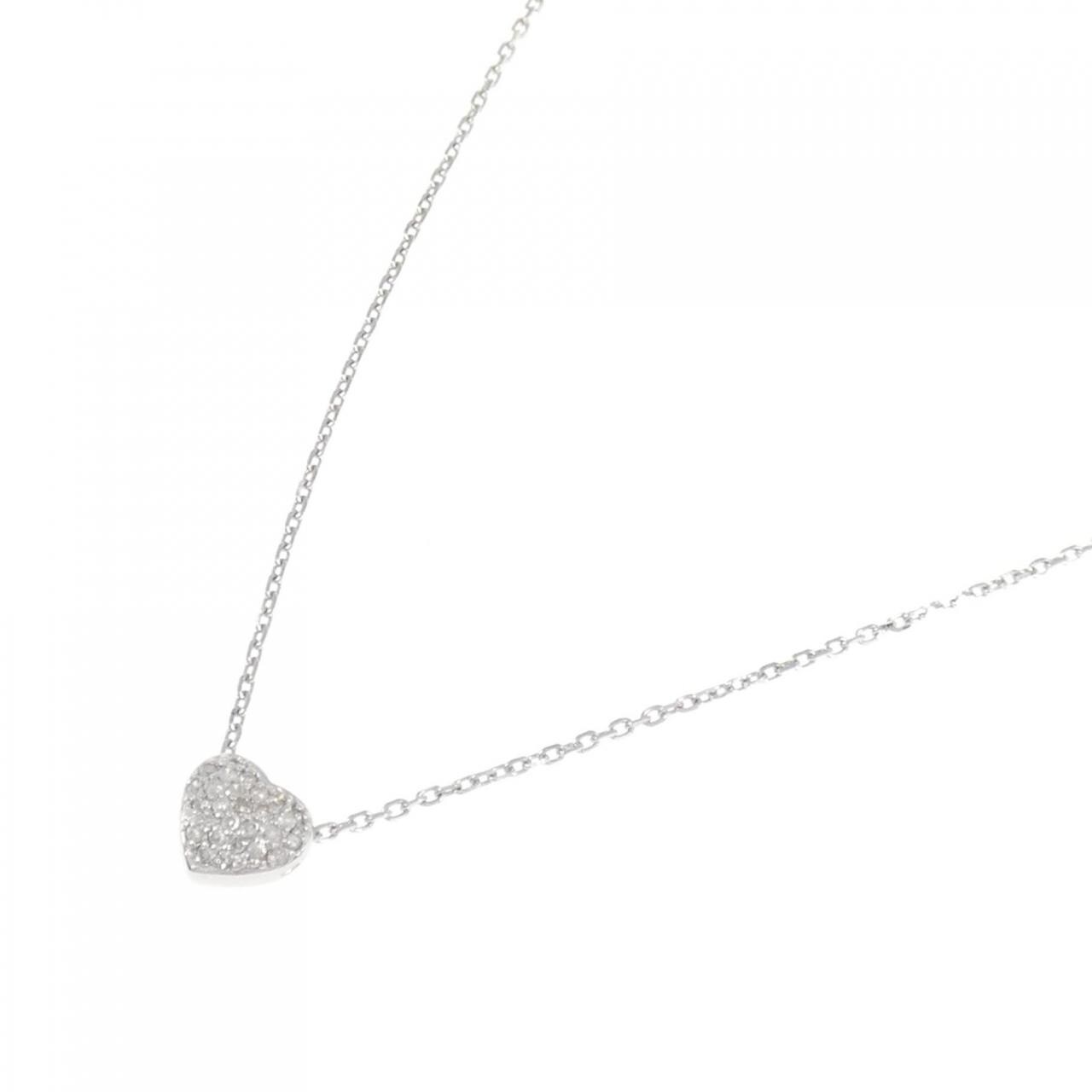 K18WG ハート パヴェ ダイヤモンド ネックレス 0.10CT