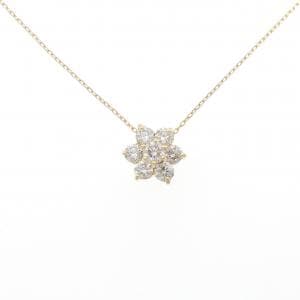 K18YG フラワー ダイヤモンド ネックレス 0.50CT