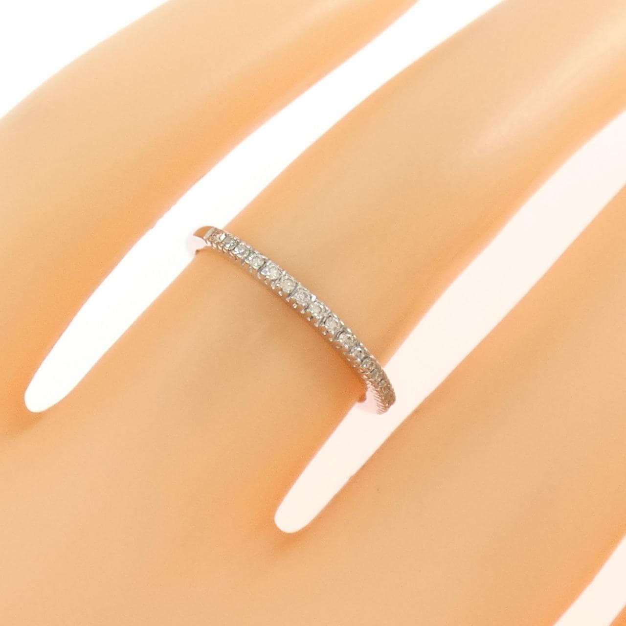 K18WG ハーフエタニティ ダイヤモンド リング 0.08CT