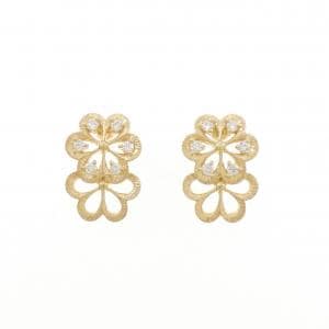 K18YG フラワー ダイヤモンド ピアス 0.16CT