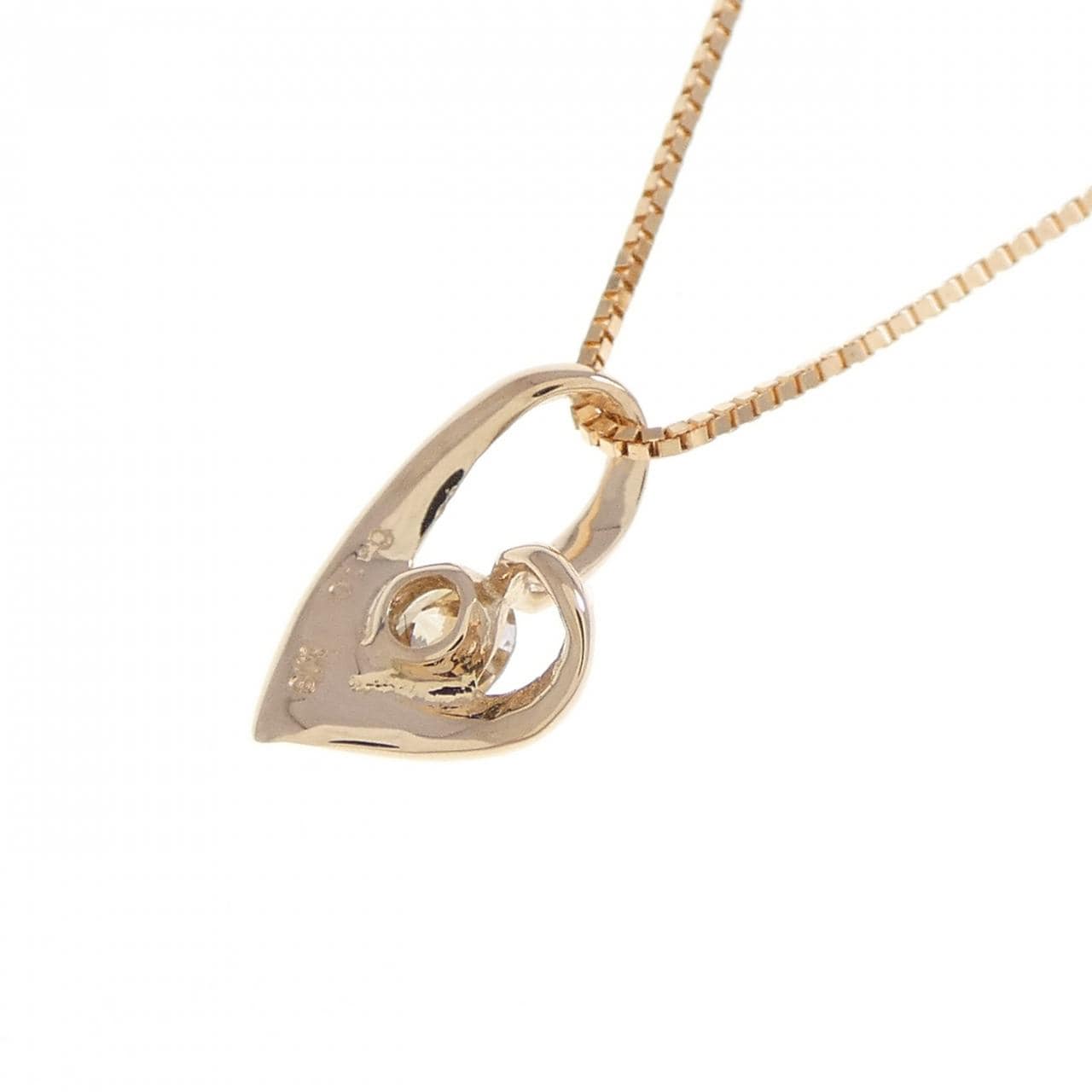 K18PG ハート ダイヤモンド ネックレス 0.10CT