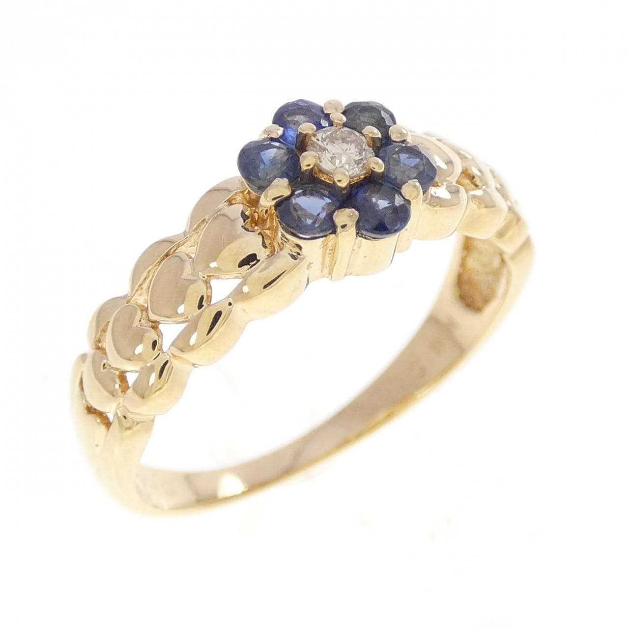 K18YG フラワー サファイヤ リング 0.32CT