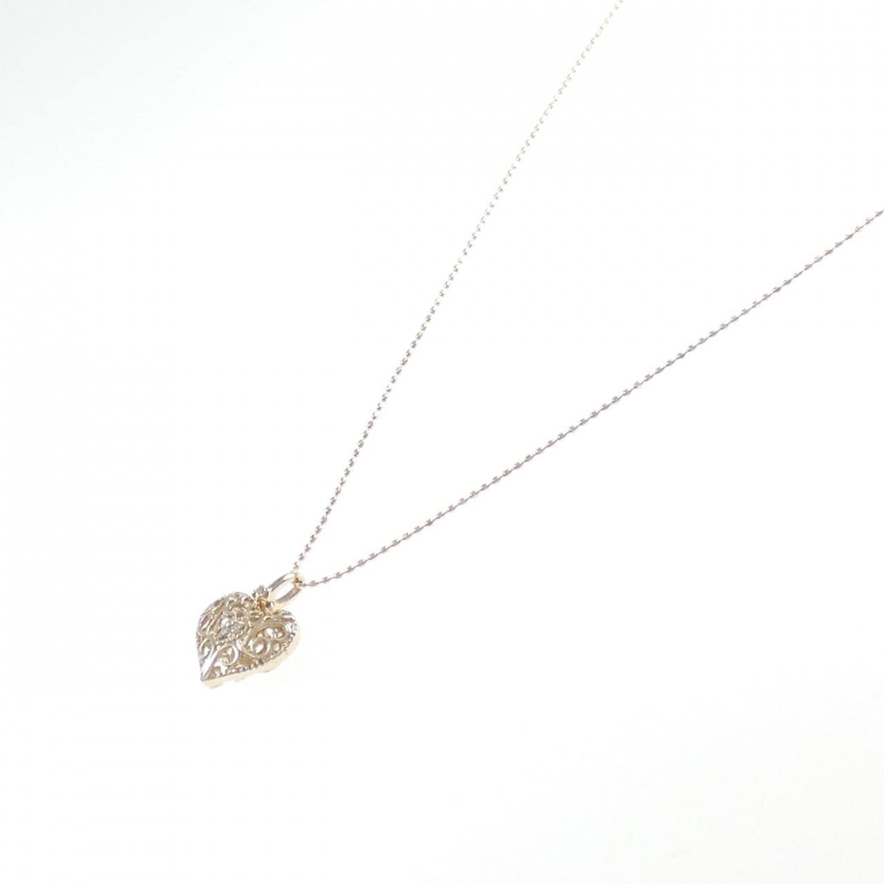 K18PG/K10PG Heart Diamond Necklace 0.03CT