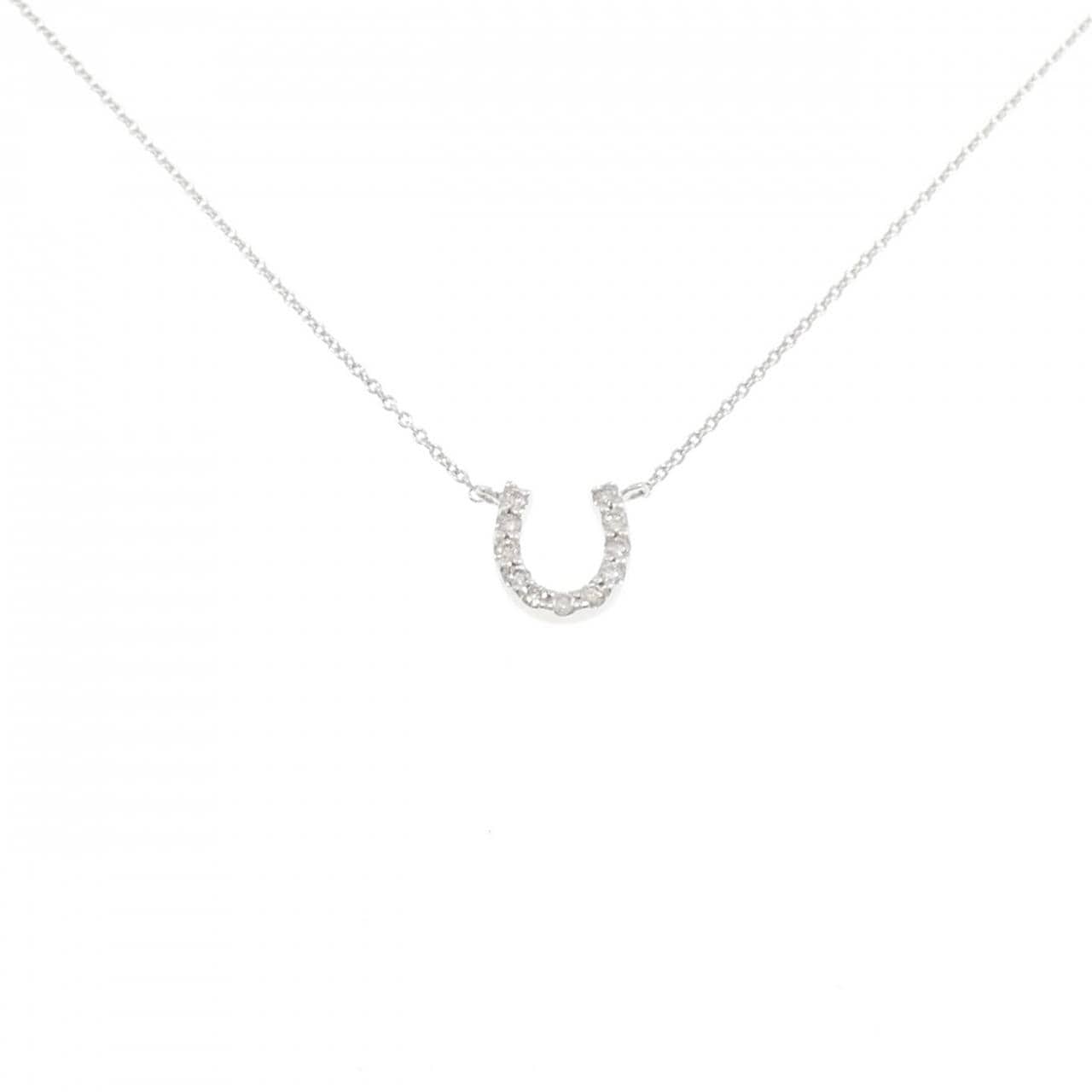 K18WG ホースシュー ダイヤモンド ネックレス 0.11CT