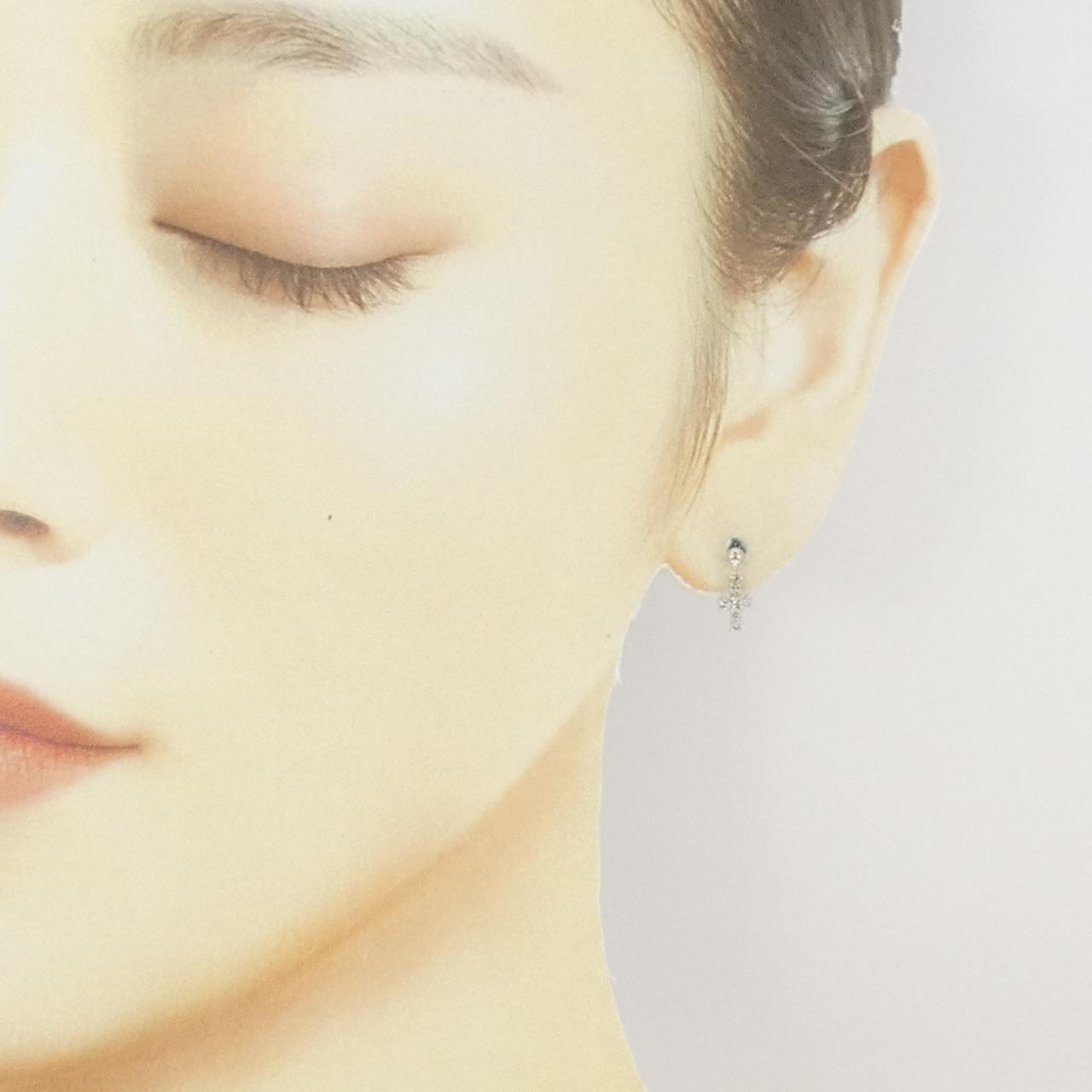 PT900 クロス ダイヤモンド ピアス 0.12CT