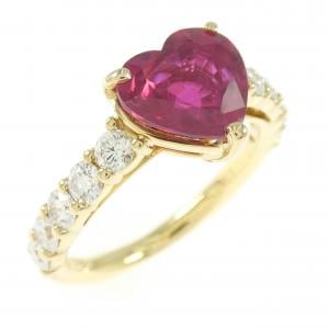 K18YG ハート ルビー リング 2.057CT タイ産