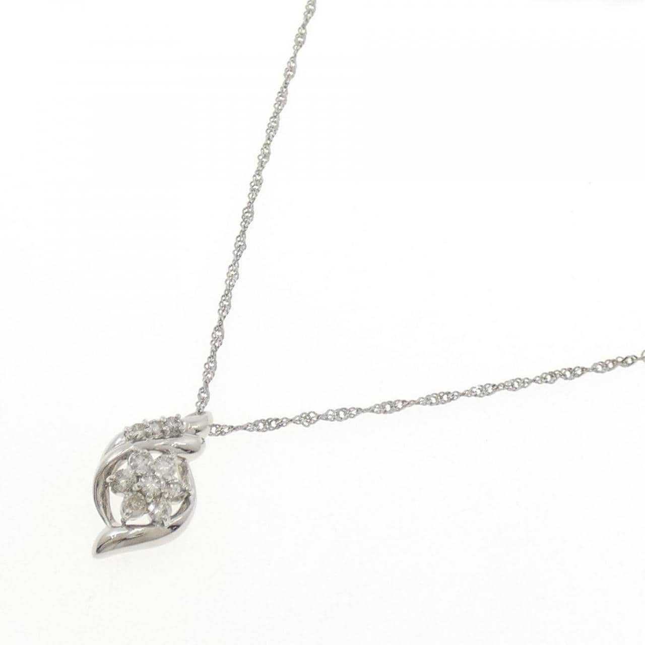 PT900/PT850 フラワー ダイヤモンド ネックレス 0.50CT