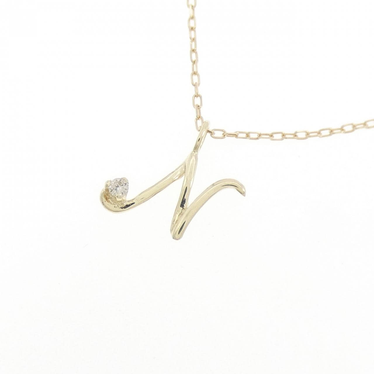 K10YG イニシャルN ダイヤモンド ネックレス 0.01CT