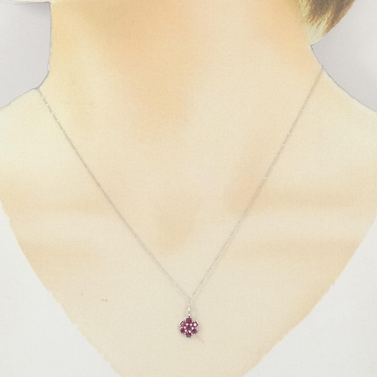 K18WG ルビー ネックレス 0.35CT