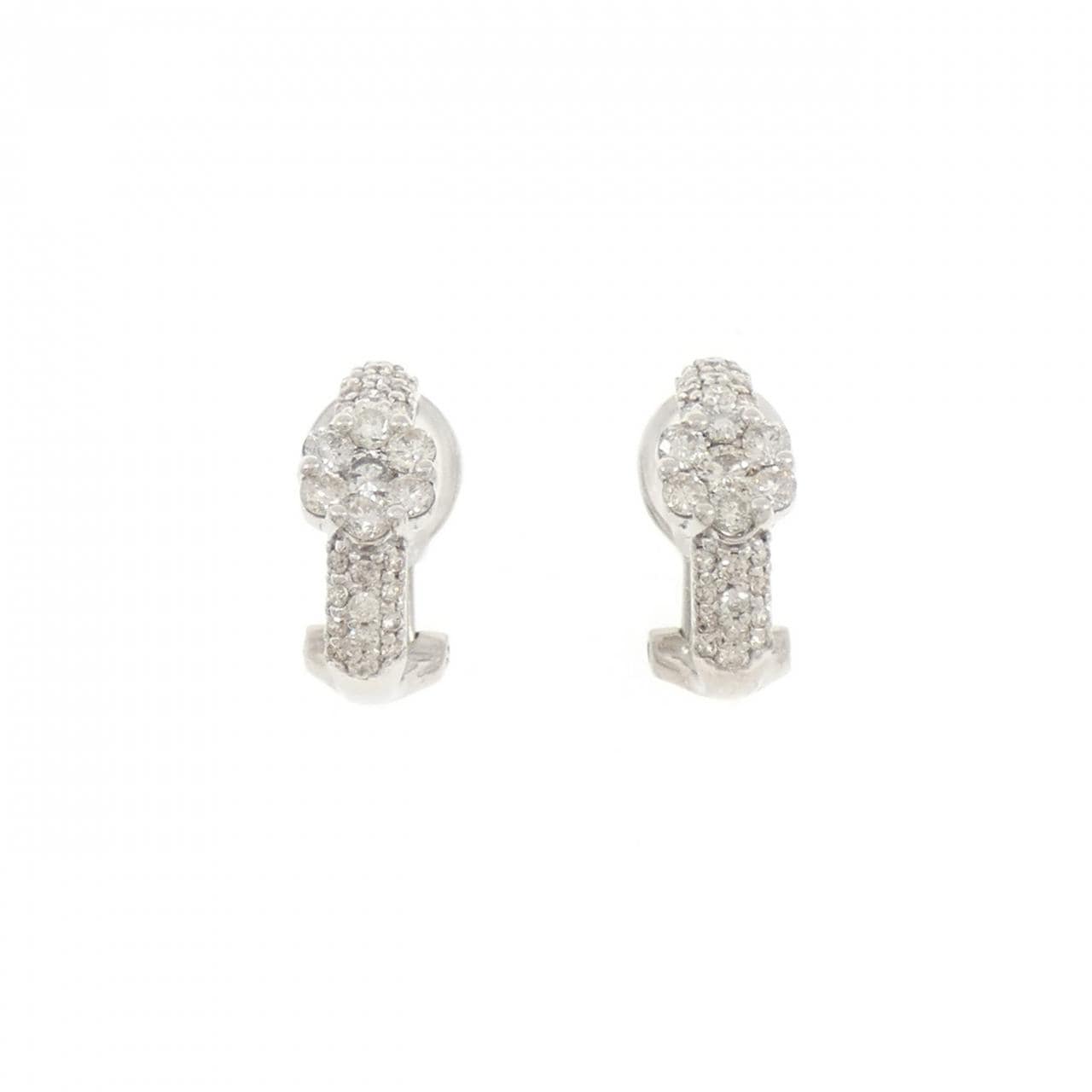 K18WG フラワー ダイヤモンド ピアス/イヤリング 1.00CT