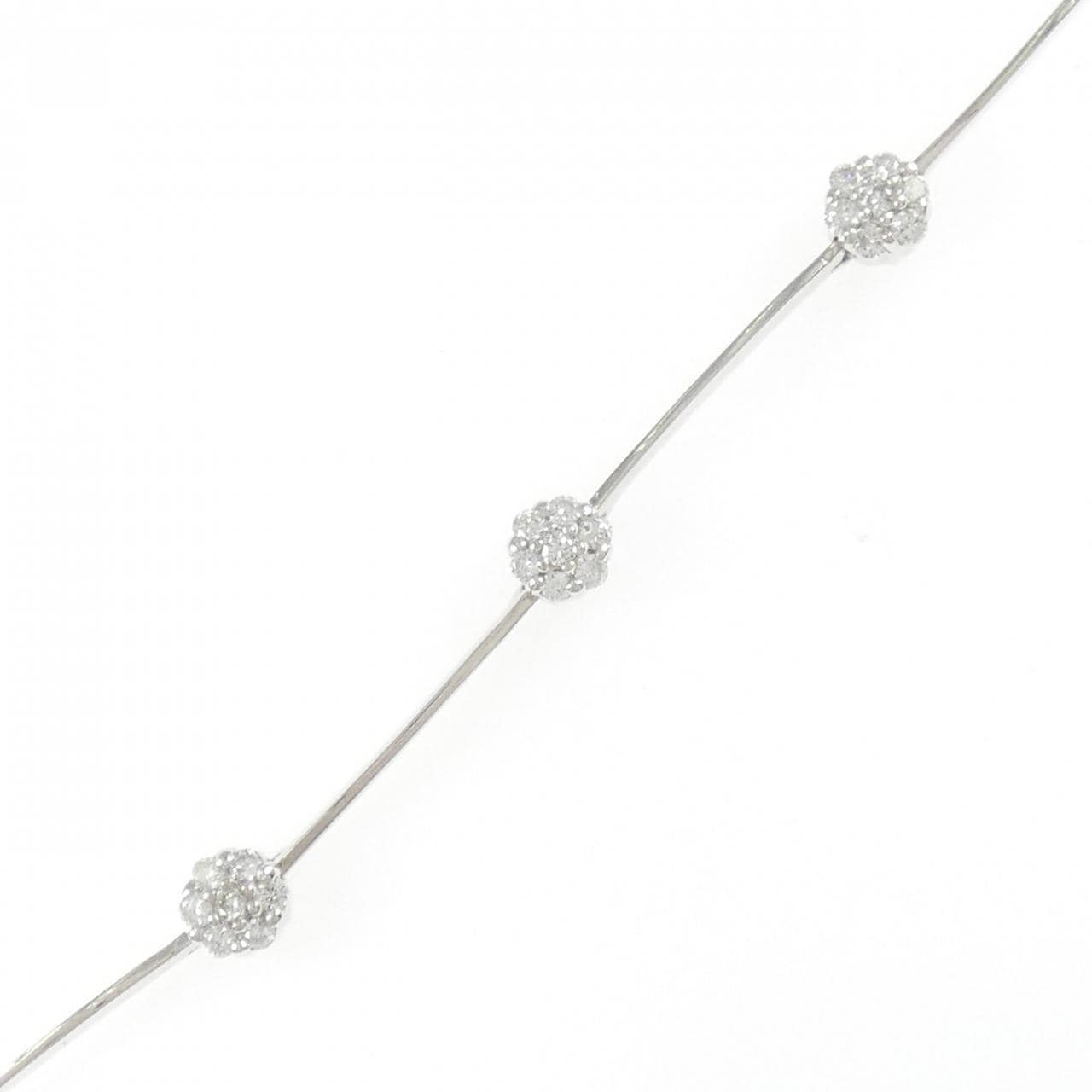 K18WG フラワー ダイヤモンド ブレスレット 0.37CT