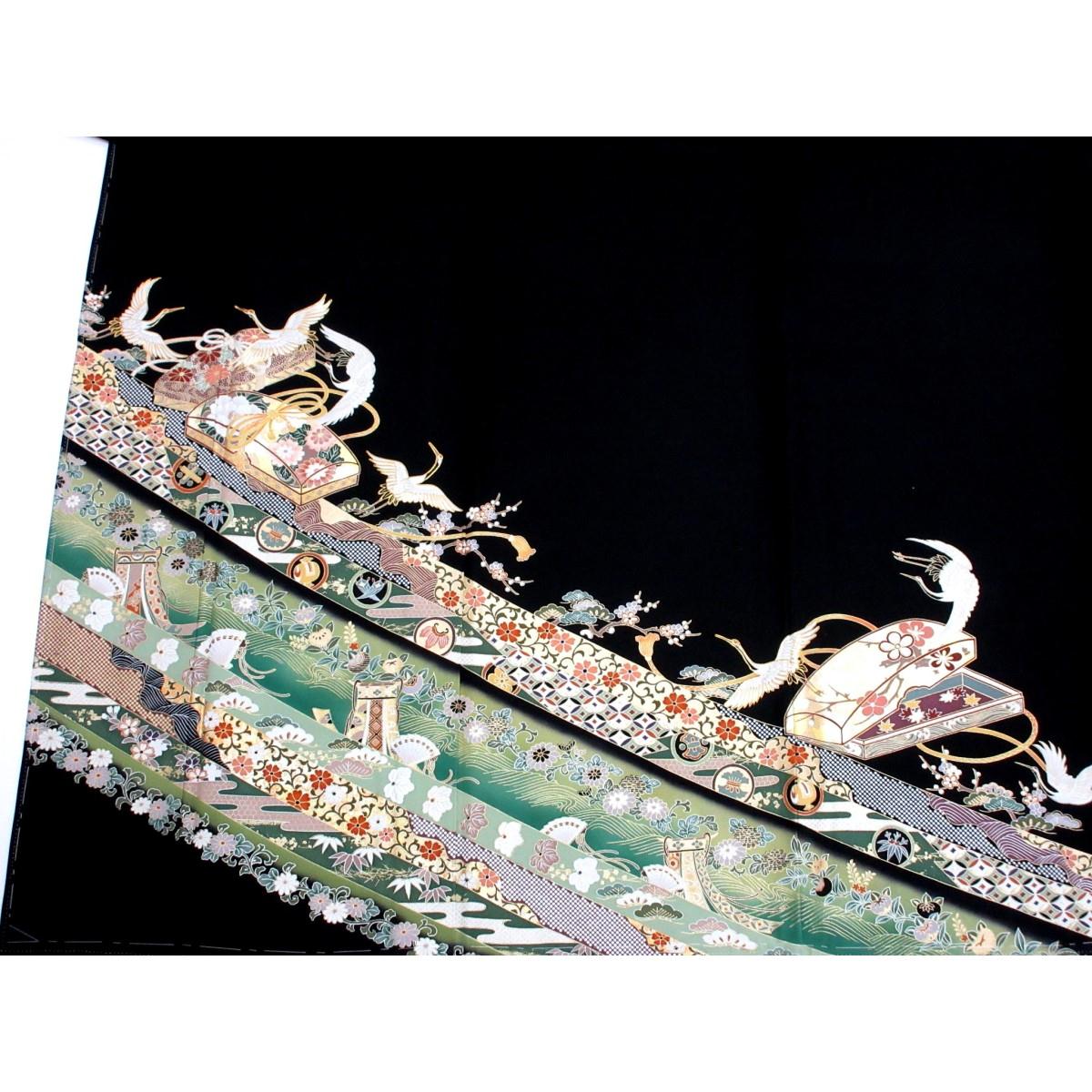 【未使用品】留袖　友禅金彩加工　刺繍入りボカシ染　横木瓜