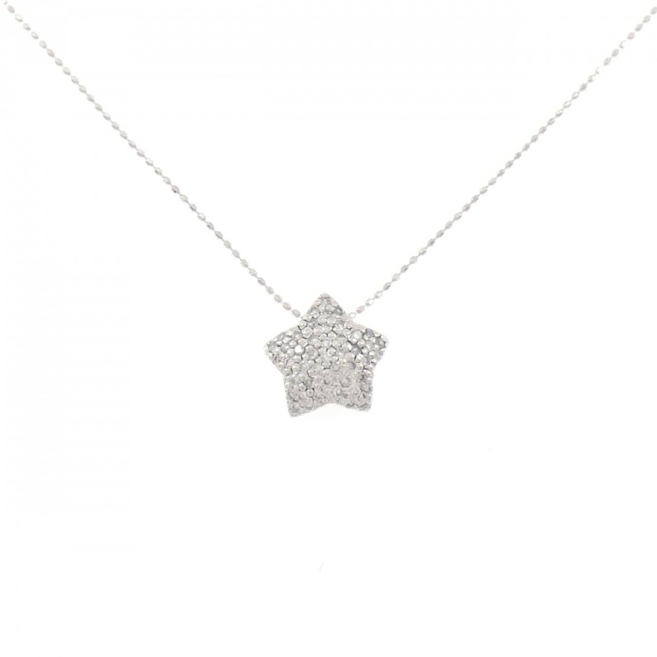 K18WG スター ダイヤモンド ネックレス 0.30CT