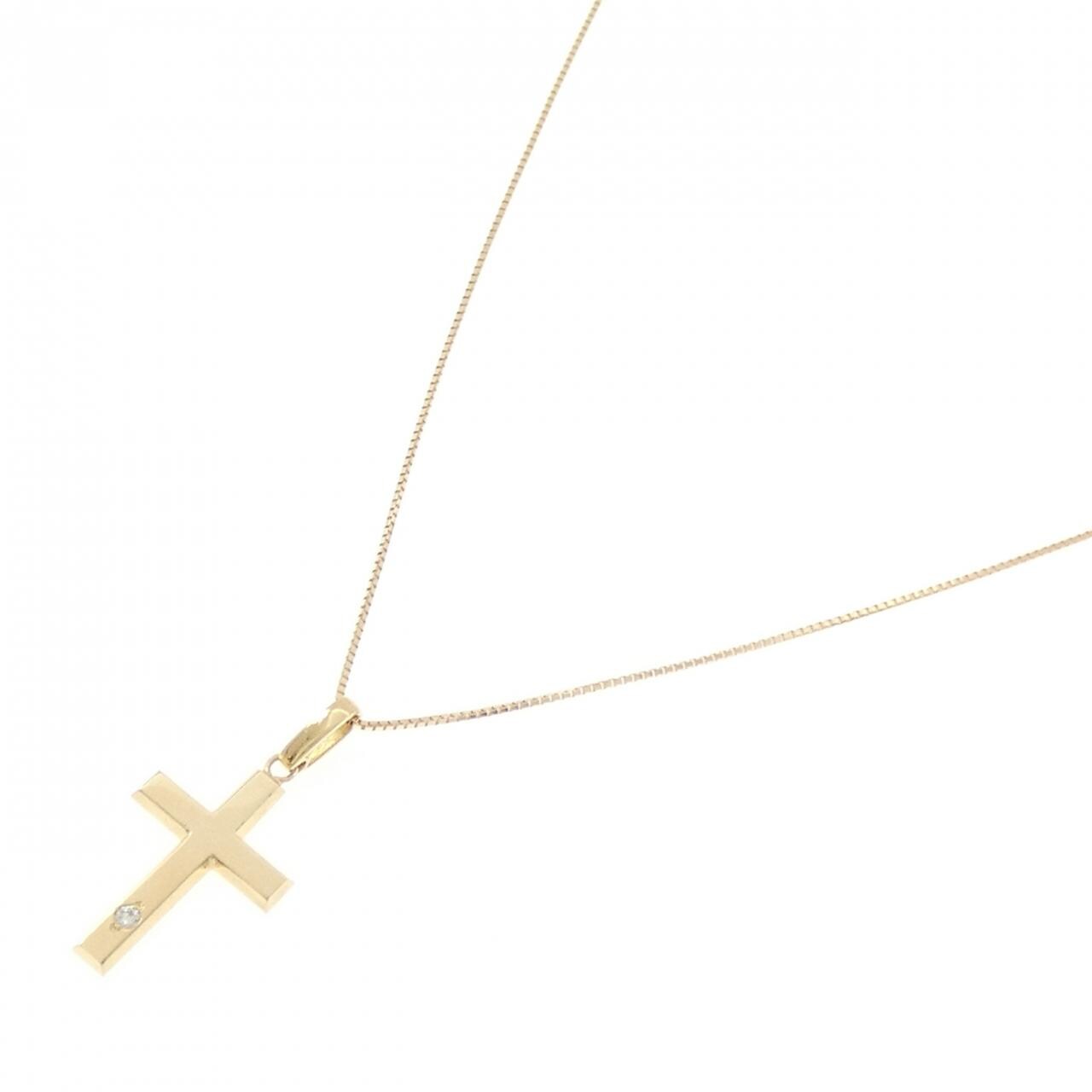 K18YG クロス ダイヤモンド ネックレス 0.02CT